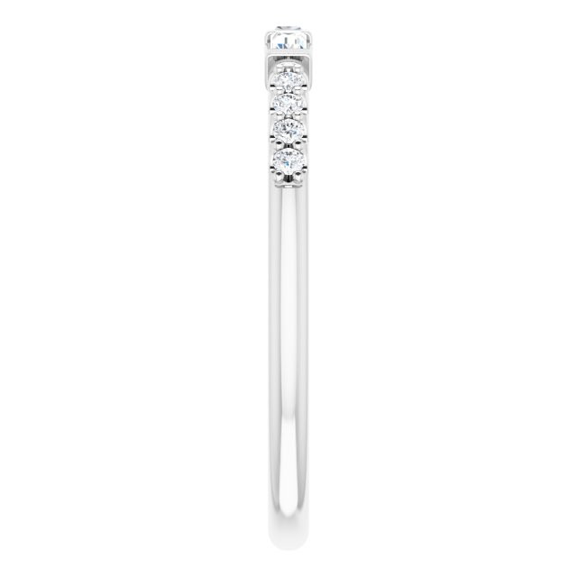 Baguette & Round Cut Diamond Wedding Band Petite Anniversary Ring-VIRABYANI